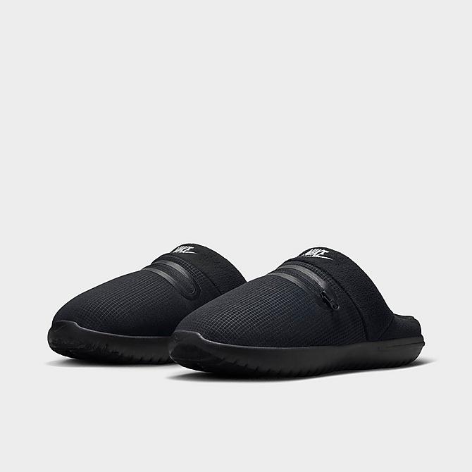 Three Quarter view of Men's Nike Burrow Slippers in Black/Black/Phantom Click to zoom