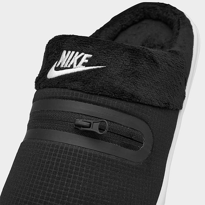 Front view of Women's Nike Burrow Casual Slippers in Black/White Click to zoom