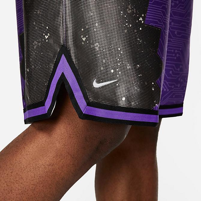 On Model 5 view of Men's Nike LeBron x Space Jam: A New Legacy Goon Squad Dri-FIT Basketball Shorts in Hyper Grape/Black/Wolf Grey Click to zoom