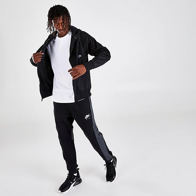 Front Three Quarter view of Men's Nike Air Max Full-Zip Hoodie in Black Click to zoom