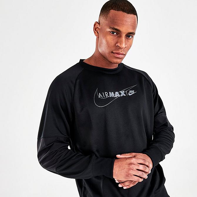 Front view of Men's Nike Air Max Pullover Sweatshirt in Black/Black/Black Click to zoom