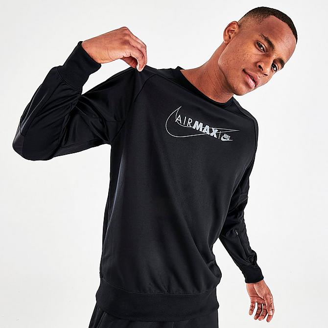 Back Left view of Men's Nike Air Max Pullover Sweatshirt in Black/Black/Black Click to zoom