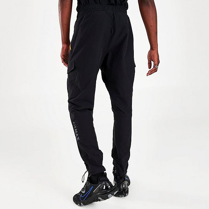 Back Right view of Men's Nike Sportswear Air Max Woven Cargo Jogger Pants in Black/Black/Black Click to zoom
