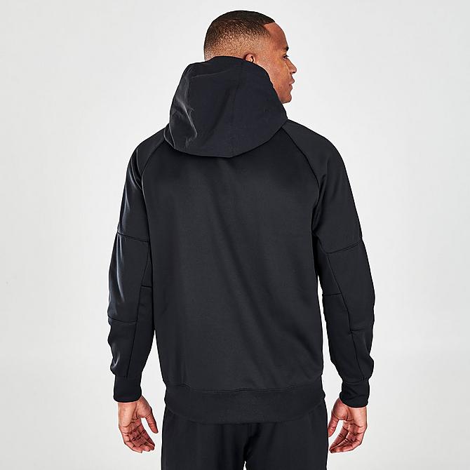 Back Right view of Men's Nike Sportswear Air Max Fleece Pullover Hoodie in Black/Black/Black Click to zoom