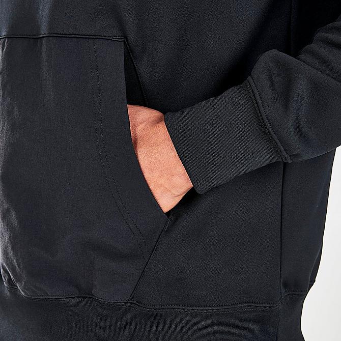 On Model 6 view of Men's Nike Sportswear Air Max Fleece Pullover Hoodie in Black/Black/Black Click to zoom
