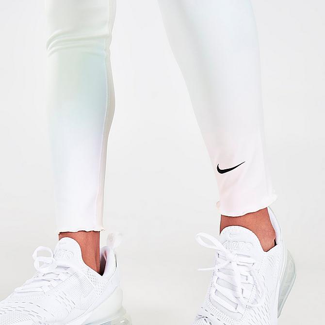 On Model 6 view of Girls' Nike Dri-FIT One Aura Printed Training Tights in Light Lemon Twist Allover Print Click to zoom