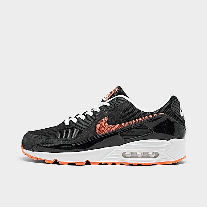 Right view of Men's Nike Air Max 90 Football Casual Shoes in Black/Multi-Color/White/Hyper Crimson Click to zoom