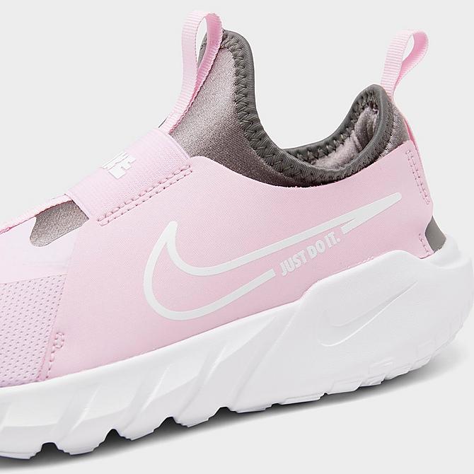Front view of Girls' Big Kids' Nike Flex Runner 2 Running Shoes in Pink Foam/White/Flat Pewter/Photo Blue Click to zoom