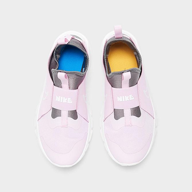 Back view of Girls' Big Kids' Nike Flex Runner 2 Running Shoes in Pink Foam/White/Flat Pewter/Photo Blue Click to zoom