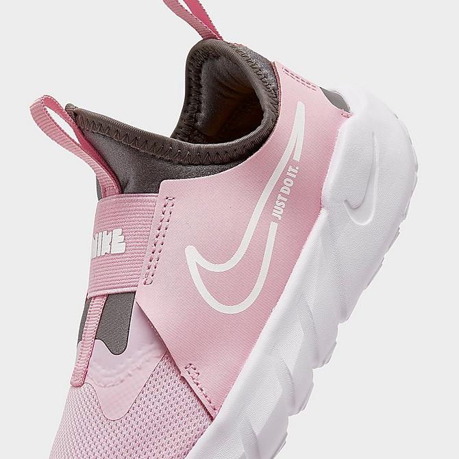 Front view of Girls' Little Kids' Nike Flex Runner 2 Running Shoes in Light Atomic Pink/Solar Flare/Black Click to zoom