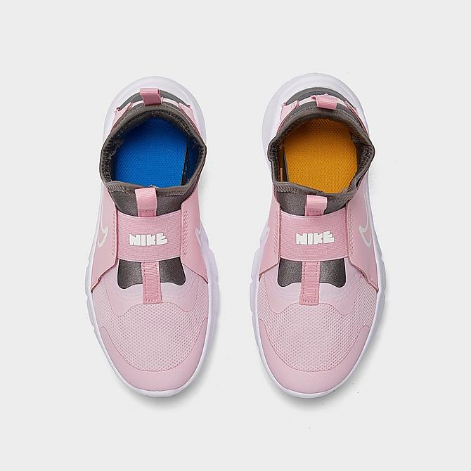 Back view of Girls' Little Kids' Nike Flex Runner 2 Running Shoes in Light Atomic Pink/Solar Flare/Black Click to zoom