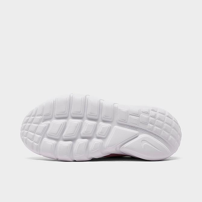 Bottom view of Girls' Little Kids' Nike Flex Runner 2 Running Shoes in Light Atomic Pink/Solar Flare/Black Click to zoom