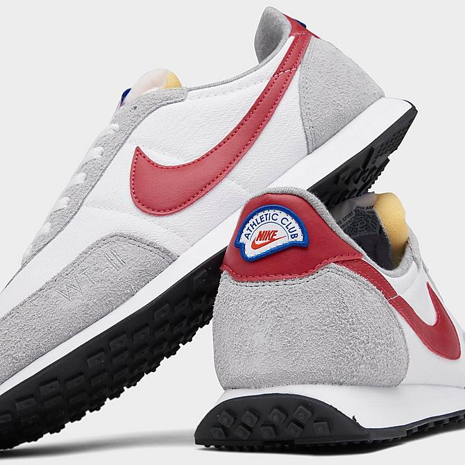 Front view of Men's Nike Waffle Trainer 2 Nike Athletic Club Casual Shoes in White/Light Smoke Grey/Hyper Royal/Gym Red Click to zoom