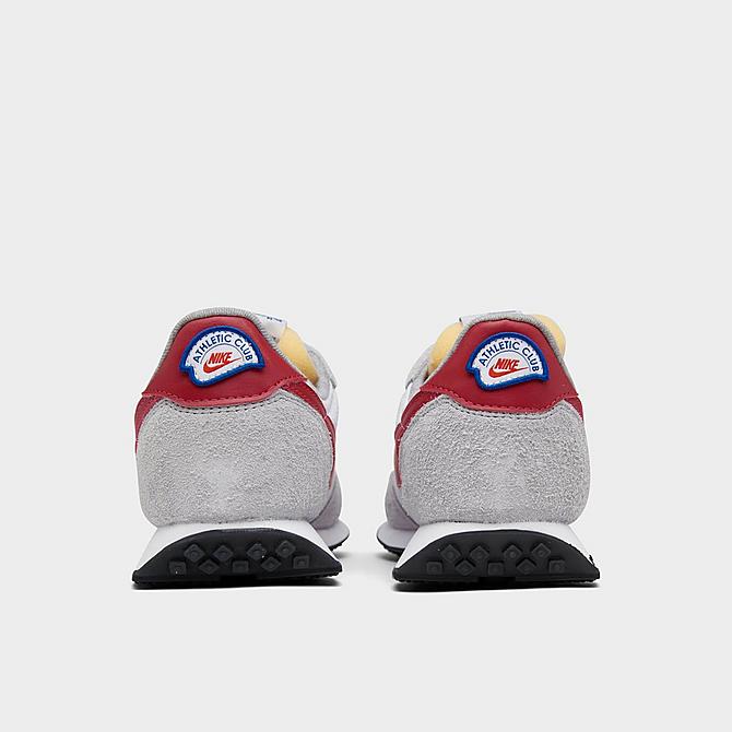 Left view of Men's Nike Waffle Trainer 2 Nike Athletic Club Casual Shoes in White/Light Smoke Grey/Hyper Royal/Gym Red Click to zoom