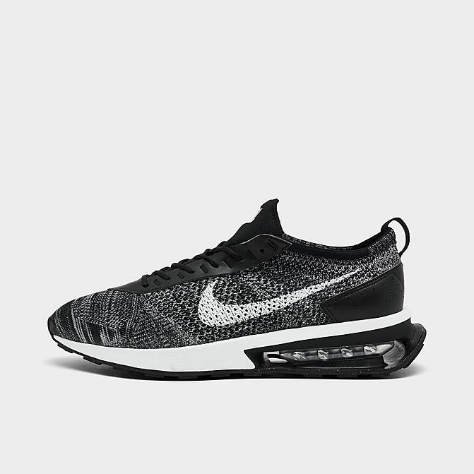 Right view of Men's Nike Air Max Flyknit Racer Casual Shoes in Black/White Click to zoom