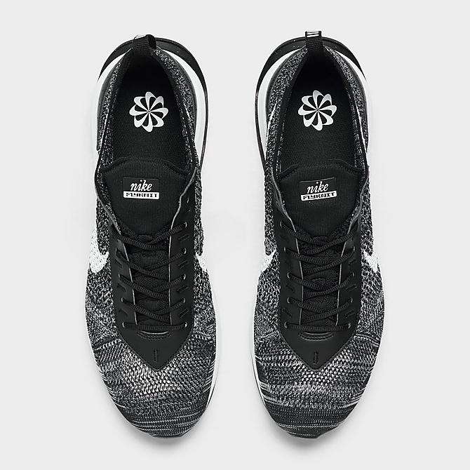 Back view of Men's Nike Air Max Flyknit Racer Casual Shoes in Black/White Click to zoom