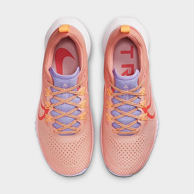 Back view of Women's Nike React Pegasus Trail 4 Trail Running Shoes in Arctic Orange/Magic Ember/Light Madder Root/Purple Pulse/Melon Tint/Venice Click to zoom