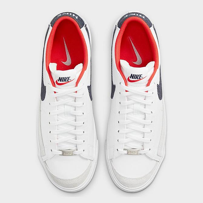 Back view of Men's Nike Blazer Low '77 Vintage Denim Casual Shoes in White/Midnight Navy/Chile Red Click to zoom