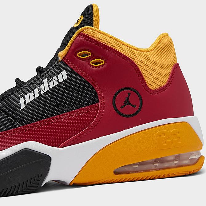 Front view of Big Kids' Jordan Max Aura 3 SE Basketball Shoes in Gym Red/Black/University Gold Click to zoom