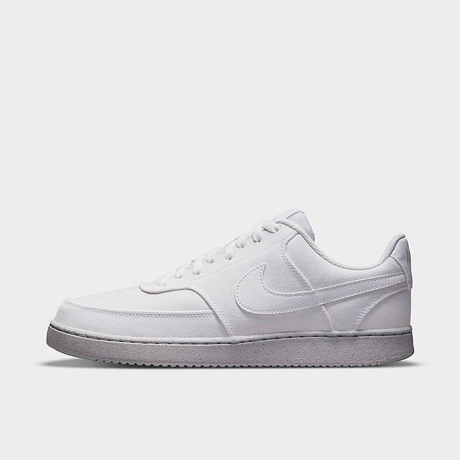 Right view of Men's Nike Court Vision Low Canvas Casual Shoes in White/White/White Click to zoom