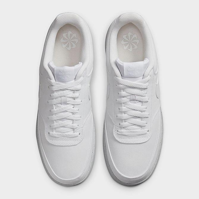 Back view of Men's Nike Court Vision Low Canvas Casual Shoes in White/White/White Click to zoom