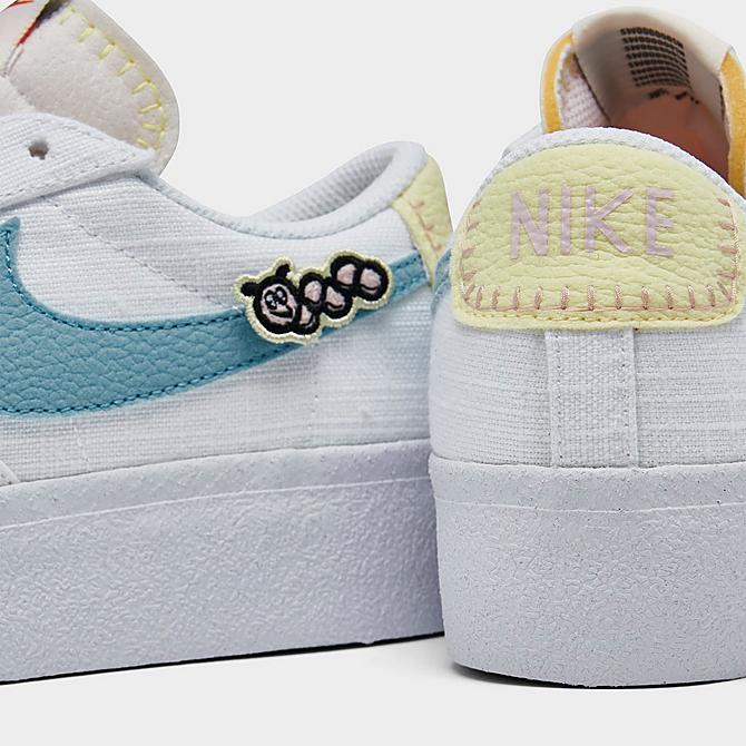 Front view of Women's Nike Blazer Low Platform Next Nature SE Casual Shoes in White/Blue/Pink Oxford Click to zoom
