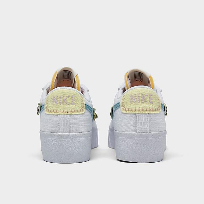 Left view of Women's Nike Blazer Low Platform Next Nature SE Casual Shoes in White/Blue/Pink Oxford Click to zoom