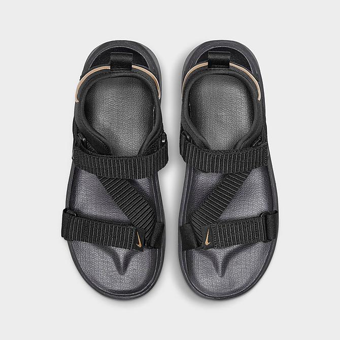 Back view of Women's Nike Vista Casual Sandals in Black/Metallic Gold/Black Click to zoom