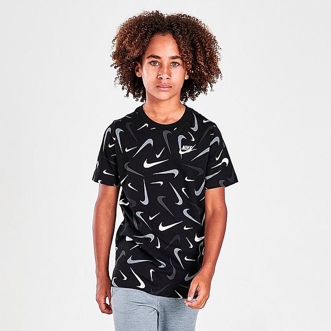Front view of Boys' Nike Allover Print Swooshfetti T-Shirt Click to zoom