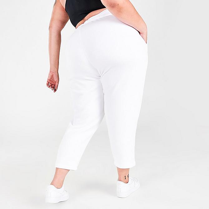 Back Right view of Women's Nike Sportswear Collection Essentials Fleece Pants (Plus Size) in White/Black Click to zoom