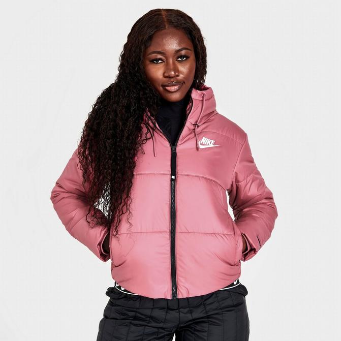 nike padded jacket with back swoosh in soft pink