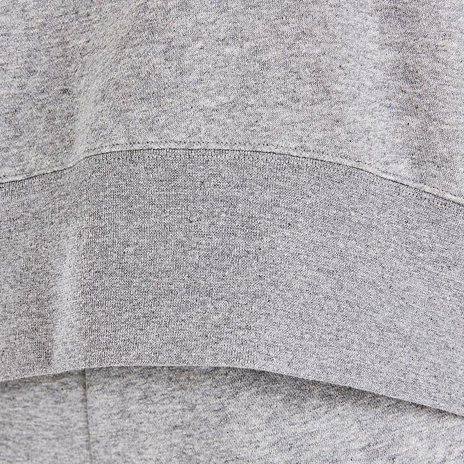 On Model 6 view of Women's Nike Sportswear Collection Essentials Oversized Fleece Crewneck Sweatshirt in Dark Grey Heather/Base Grey/White Click to zoom