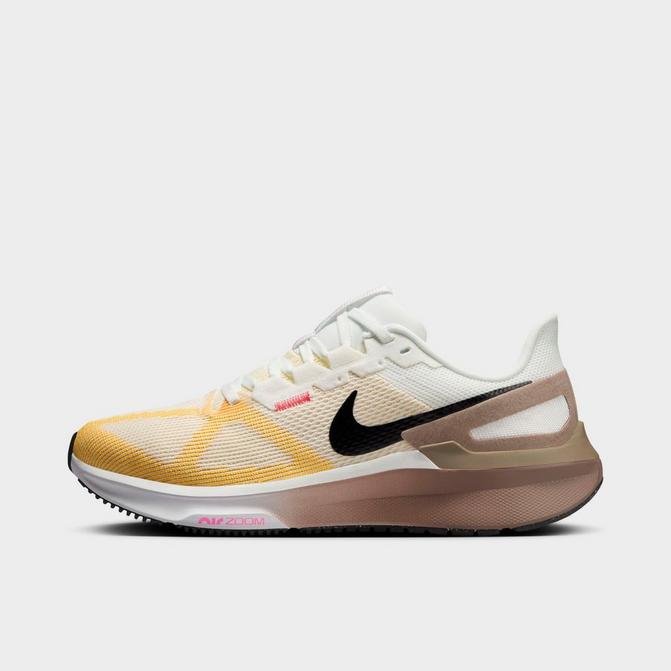Right view of Women's Nike Air Zoom Structure 25 Running Shoes in Summit White/Black/Mink Brown/Varsity Maize Click to zoom