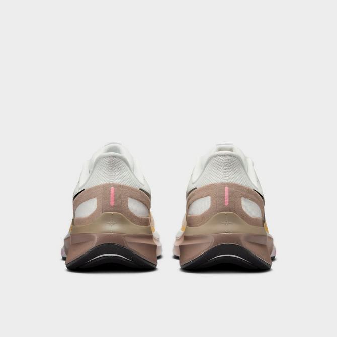 Left view of Women's Nike Air Zoom Structure 25 Running Shoes in Summit White/Black/Mink Brown/Varsity Maize Click to zoom