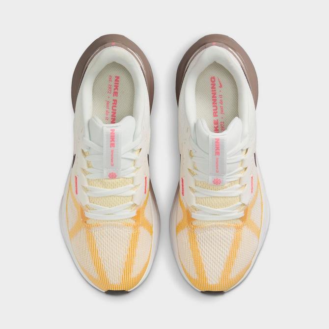 Back view of Women's Nike Air Zoom Structure 25 Running Shoes in Summit White/Black/Mink Brown/Varsity Maize Click to zoom