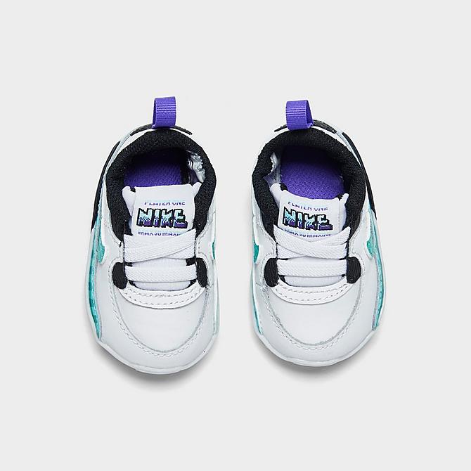 Back view of Infant Nike Max 90 Crib SE Crib Booties in White/Black/Psychic Purple/Washed Teal Click to zoom