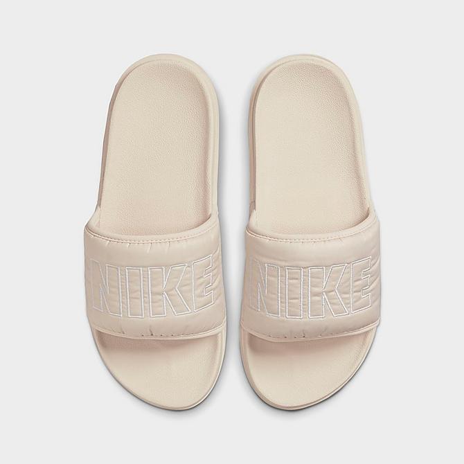 Left view of Women's Nike OffCourt SE Luxury Slide Sandals in Light Orewood Brown/Light Orewood Brown/Aura Click to zoom
