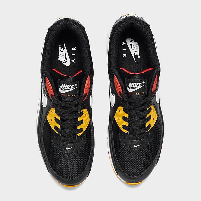 Back view of Men's Nike Air Max 90 Casual Shoes in Black/Cosmic Clay/Kumquat/White Click to zoom
