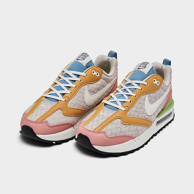Three Quarter view of Women's Nike Air Max Dawn SE Beach Day Casual Shoes in Light Orewood Brown/Sail/Sanded Gold Click to zoom