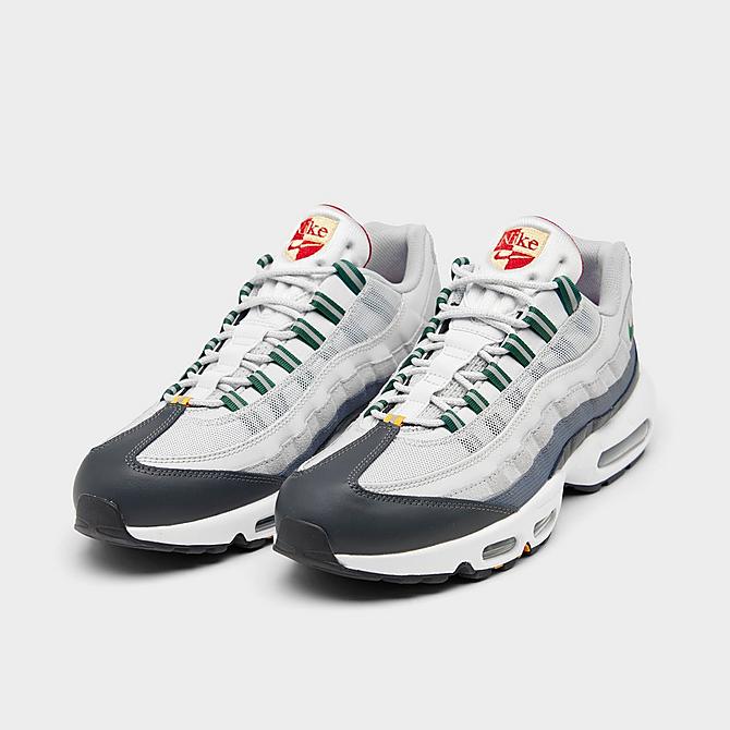 Three Quarter view of Men's Nike Air Max 95 Casual Shoes in Pure Platinum/Gorge Green Click to zoom