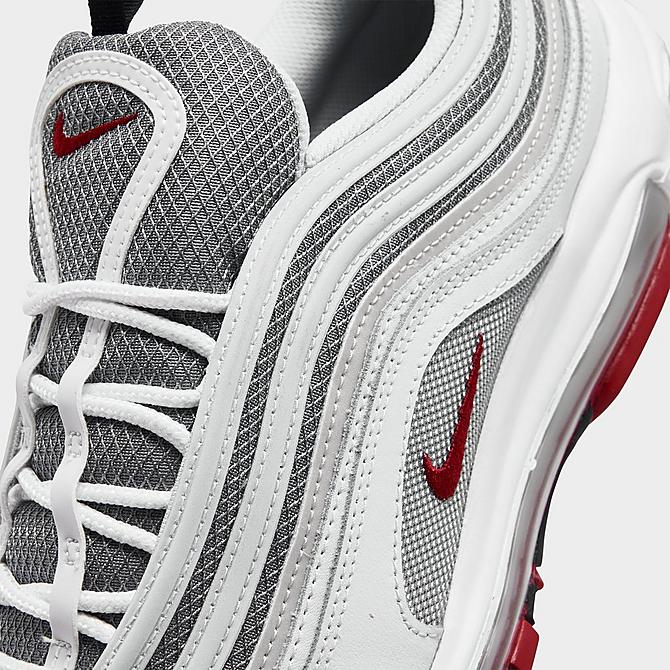 Front view of Men's Nike Air Max 97 SE Casual Shoes in White/Varsity Red/Particle Grey Click to zoom