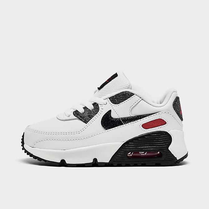 Right view of Girls' Toddler Nike Air Max 90 LTR SE Casual Shoes in White/Very Berry/Black Click to zoom