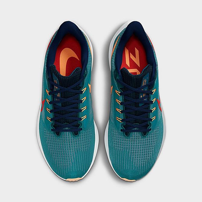 Back view of Men's Nike Air Zoom Pegasus 39 Running Shoes (Extra Wide Width 4E) in Bright Spruce/Valerian Blue/Cerulean/Light Crimson Click to zoom
