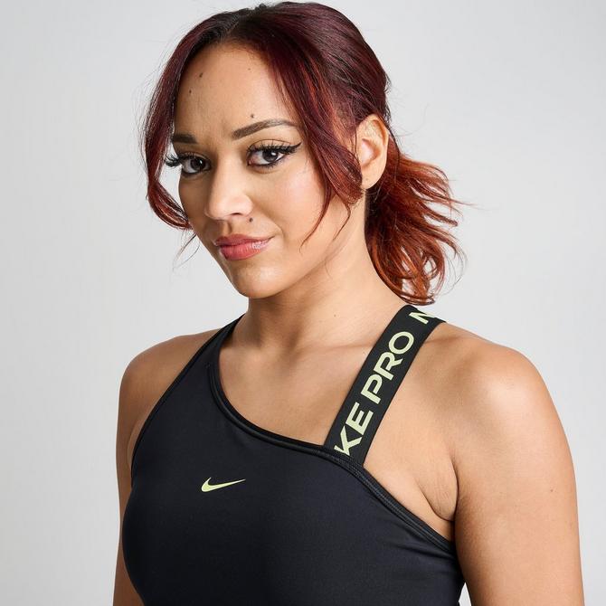 Nike Training Dri-FIT Pro Swoosh asymmetric medium-support non-padded  sports bra in black