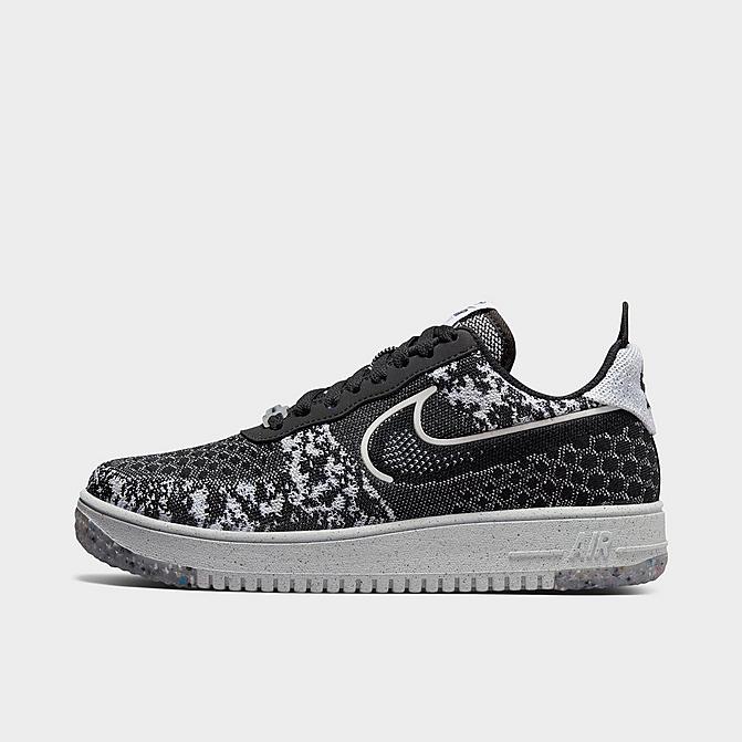 Right view of Men's Nike Air Force 1 Crater Flyknit Casual Shoes in Black/White/Pure Platinum/Black Click to zoom