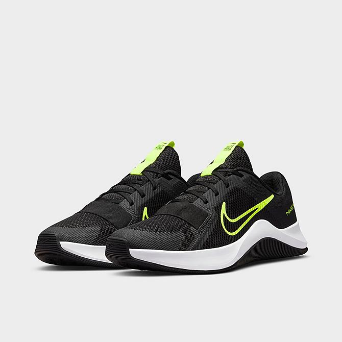 Three Quarter view of Men's Nike MC Trainer 2 Training Shoes in Black/Volt/Black Click to zoom