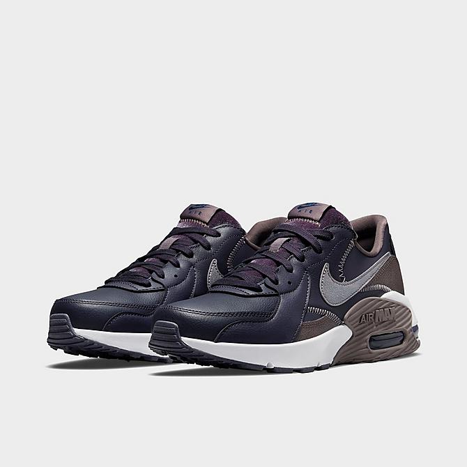 Three Quarter view of Women's Nike Air Max Excee Casual Shoes in Cave Purple/Obsidian/Plum Fog/Violet Ore Click to zoom