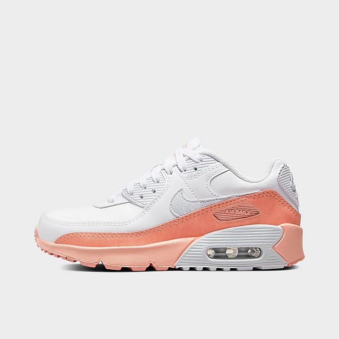 Right view of Girls' Big Kids' Nike Air Max 90 LTR SE Casual Shoes in White/Aura/Light Madder Root Click to zoom