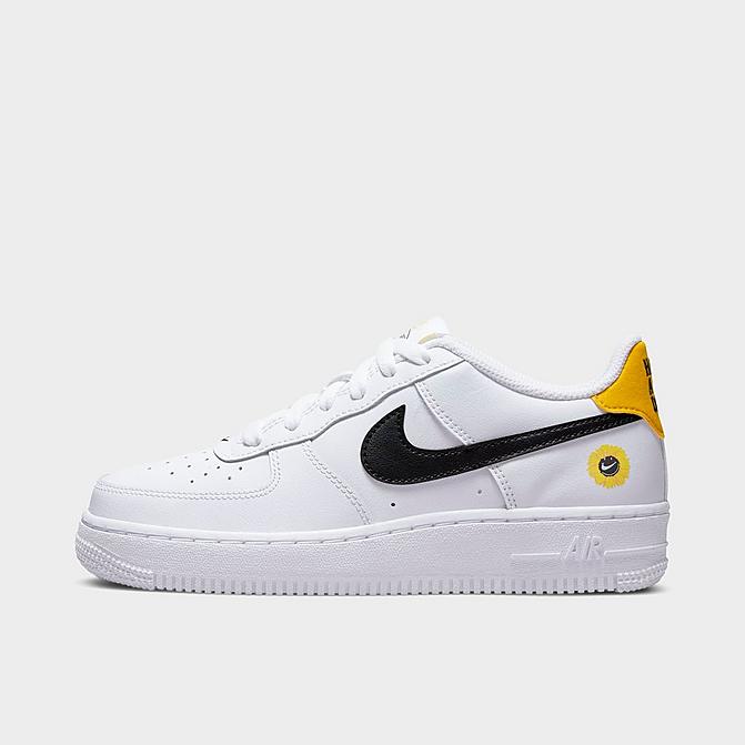 Right view of Big Kids’ Nike Air Force 1 LV8 Have A Nike Day Casual Shoes in White/Black/Dark Sulfur Click to zoom