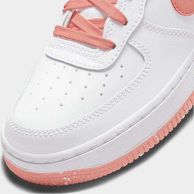 Front view of Girls' Big Kids' Nike Air Force 1 LV8 Casual Shoes in White/Aura/Light Madder Root Click to zoom